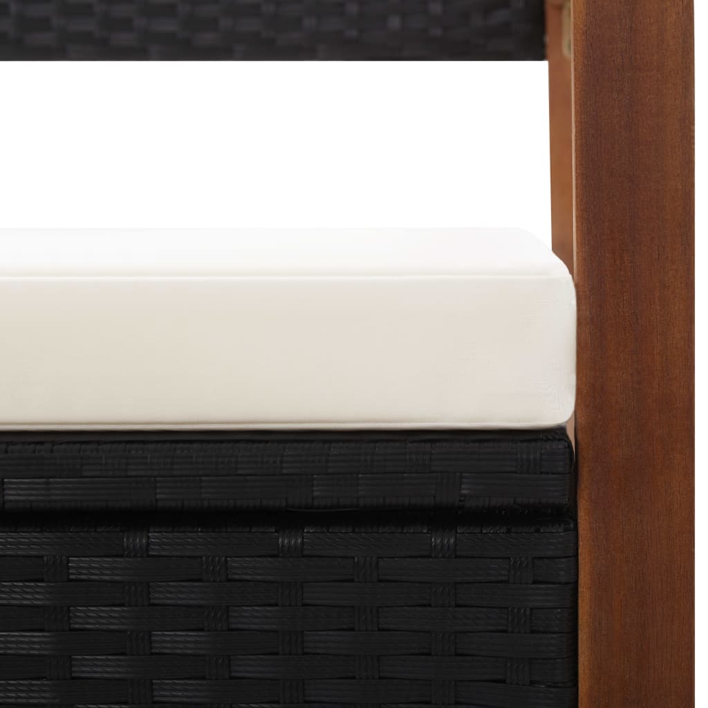 Storage Bench 115 Cm Poly Rattan And Solid Acacia Wood