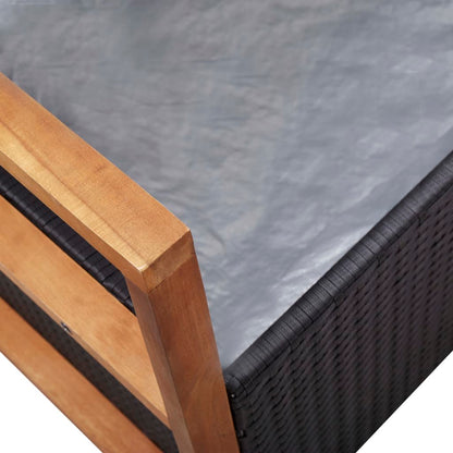 Storage Bench 115 Cm Poly Rattan And Solid Acacia Wood
