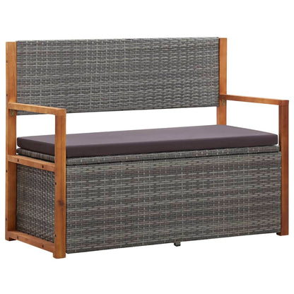 Storage Bench 115 Cm Poly Rattan And Solid Acacia Wood