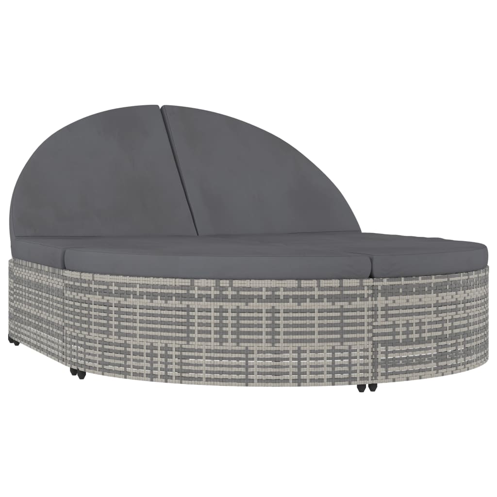 2-Person Sun Lounger With Cushions Poly Rattan