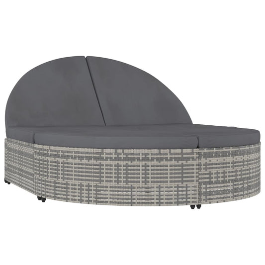 2-Person Sun Lounger With Cushions Poly Rattan