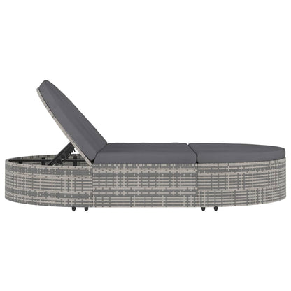2-Person Sun Lounger With Cushions Poly Rattan