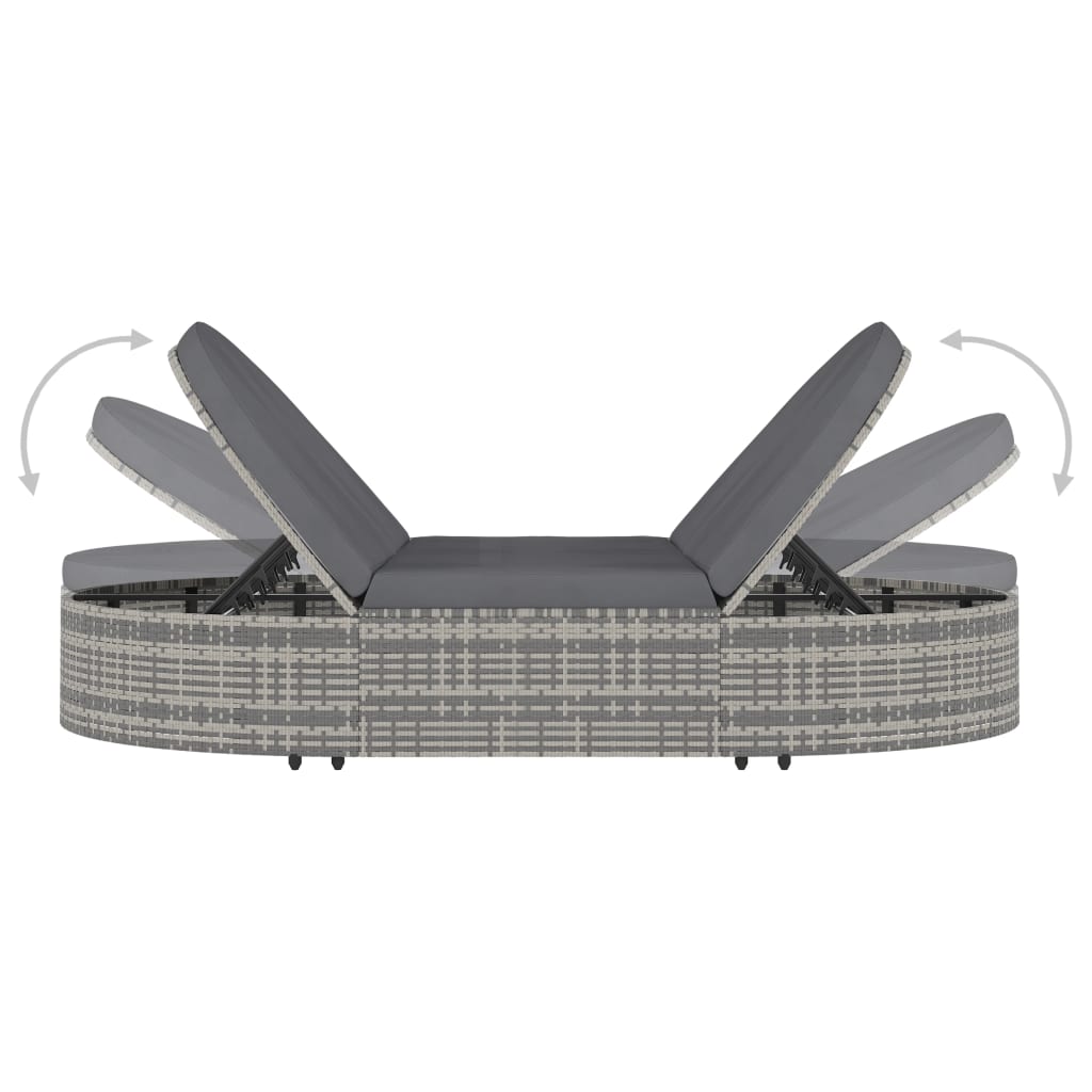 2-Person Sun Lounger With Cushions Poly Rattan