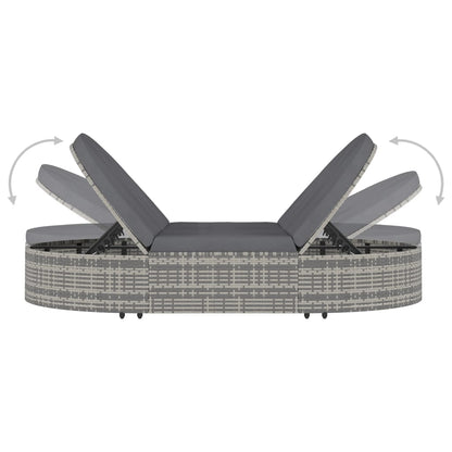 2-Person Sun Lounger With Cushions Poly Rattan