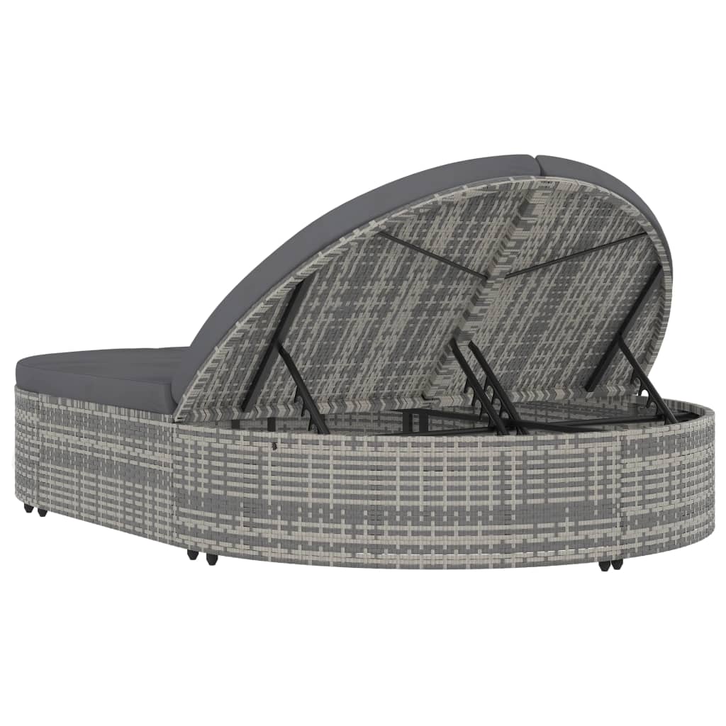 2-Person Sun Lounger With Cushions Poly Rattan