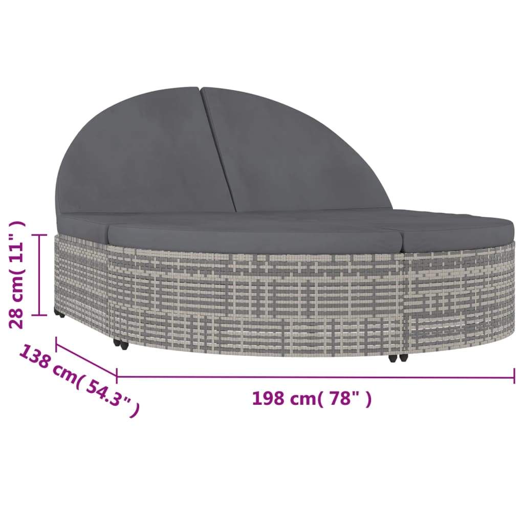 2-Person Sun Lounger With Cushions Poly Rattan
