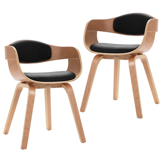 Dining Chairs 2 Pcs Bent Wood And Faux Leather