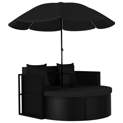 Garden Bed With Parasol Poly Rattan