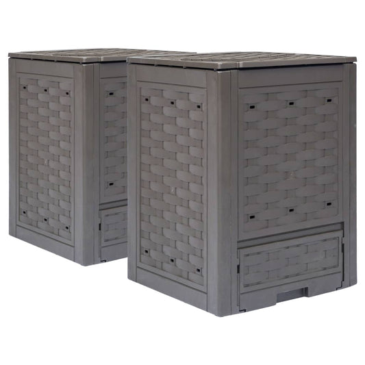 Garden Composters 2 Pcs Brown 60X60X83 Cm Plastic Rattan