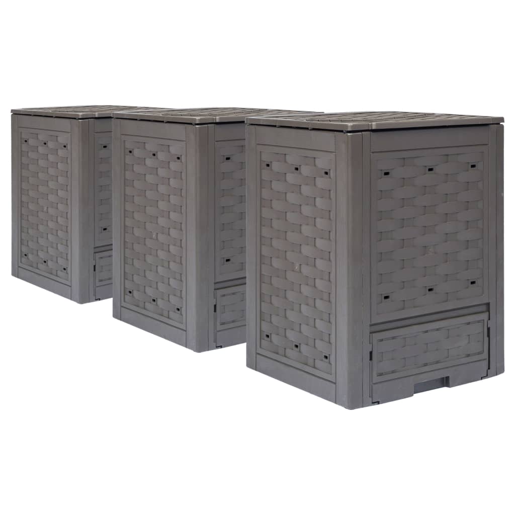 Garden Composters 2 Pcs Brown 60X60X83 Cm Plastic Rattan