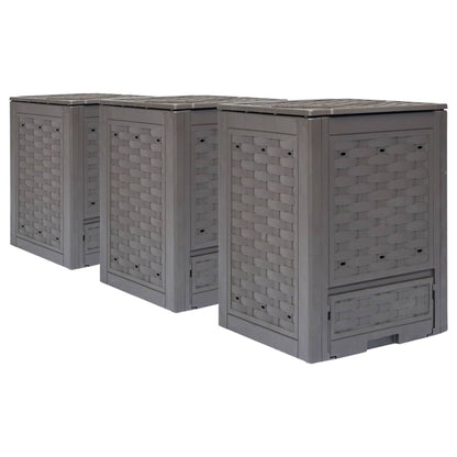 Garden Composters 2 Pcs Brown 60X60X83 Cm Plastic Rattan