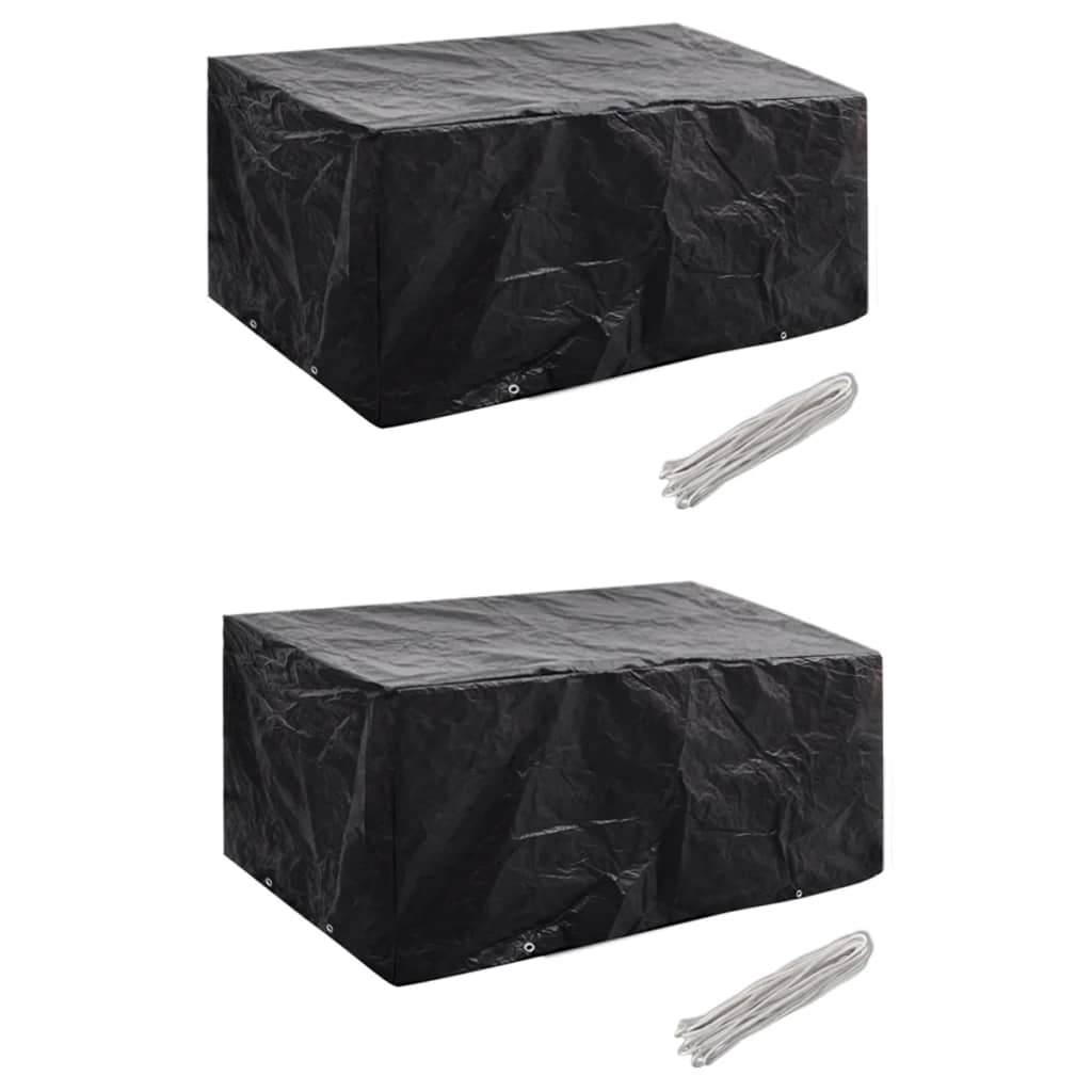 Garden Furniture Covers 2 Pcs 4 Person Poly Rattan Set 8 Eyelets 113X113Cm