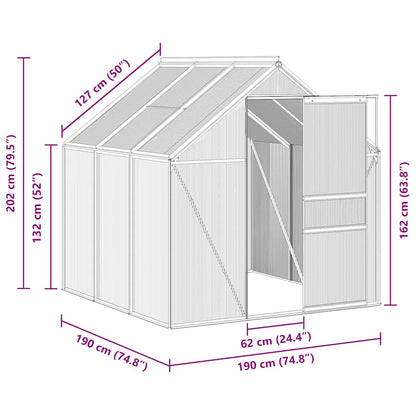 Greenhouse With Base Frame Anthracite Aluminium 3.61 M²