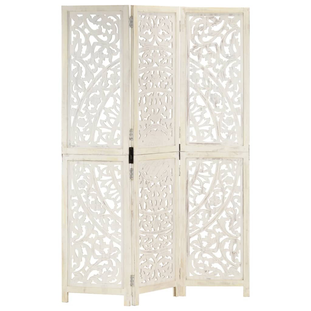 Hand Carved 3-Panel Room Divider 120X165 Cm Solid Mango Wood