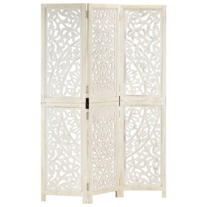 Hand Carved 3-Panel Room Divider 120X165 Cm Solid Mango Wood