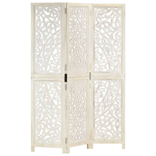 Hand Carved 3-Panel Room Divider 120X165 Cm Solid Mango Wood