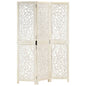 Hand Carved 3-Panel Room Divider 120X165 Cm Solid Mango Wood