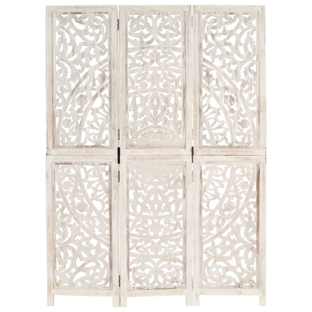 Hand Carved 3-Panel Room Divider 120X165 Cm Solid Mango Wood