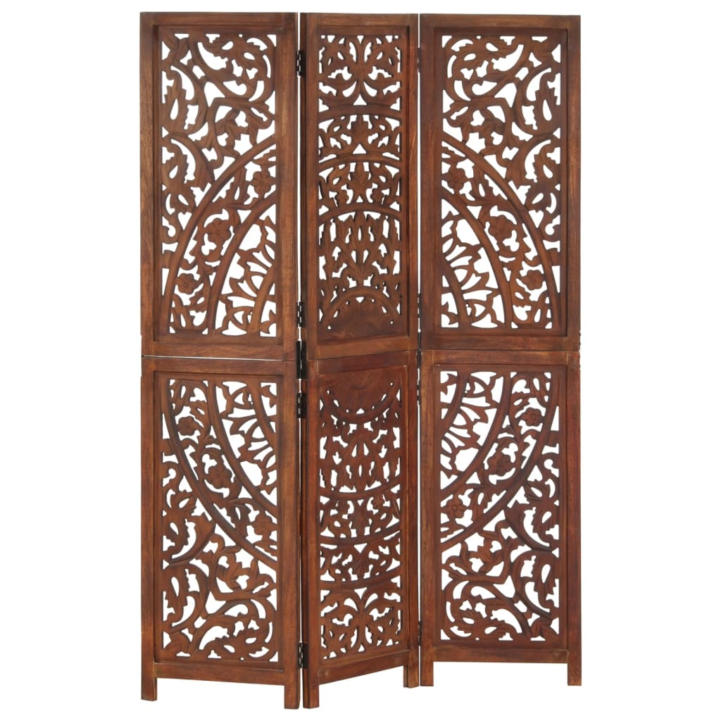Hand Carved 3-Panel Room Divider 120X165 Cm Solid Mango Wood