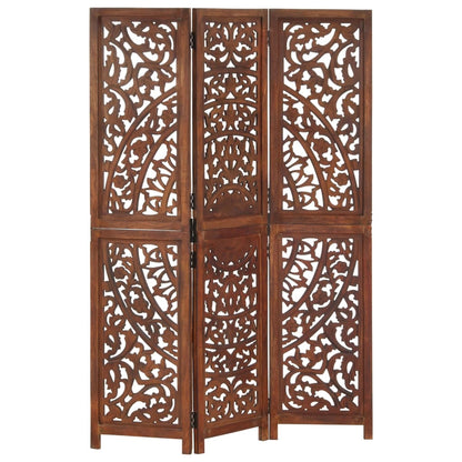 Hand Carved 3-Panel Room Divider 120X165 Cm Solid Mango Wood