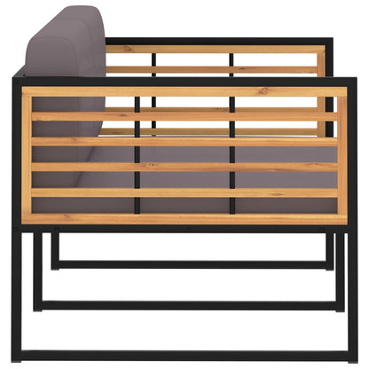 Garden Bench With Cushions 136 Cm Solid Acacia Wood Dark Grey