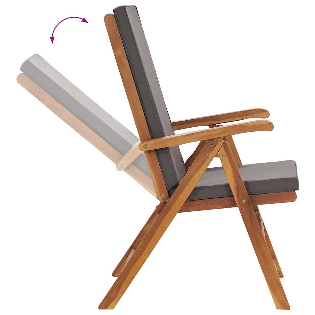 Reclining Garden Chairs With Cushions 2 Pcs Solid Teak Wood