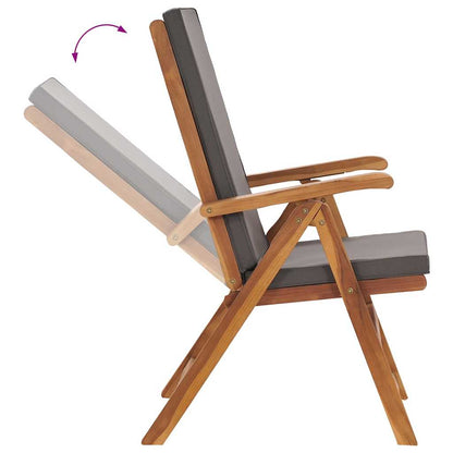 Reclining Garden Chairs With Cushions 2 Pcs Solid Teak Wood