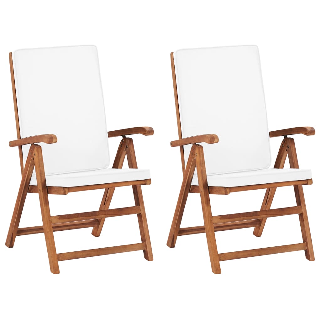 Reclining Garden Chairs With Cushions 2 Pcs Solid Teak Wood