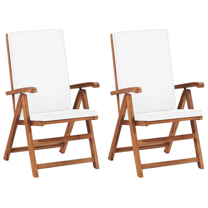 Reclining Garden Chairs With Cushions 2 Pcs Solid Teak Wood