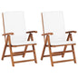 Reclining Garden Chairs With Cushions 2 Pcs Solid Teak Wood