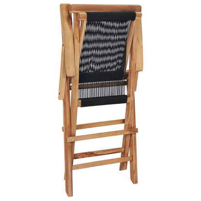 Folding Garden Chairs 2 Pcs Solid Teak Wood And Rope