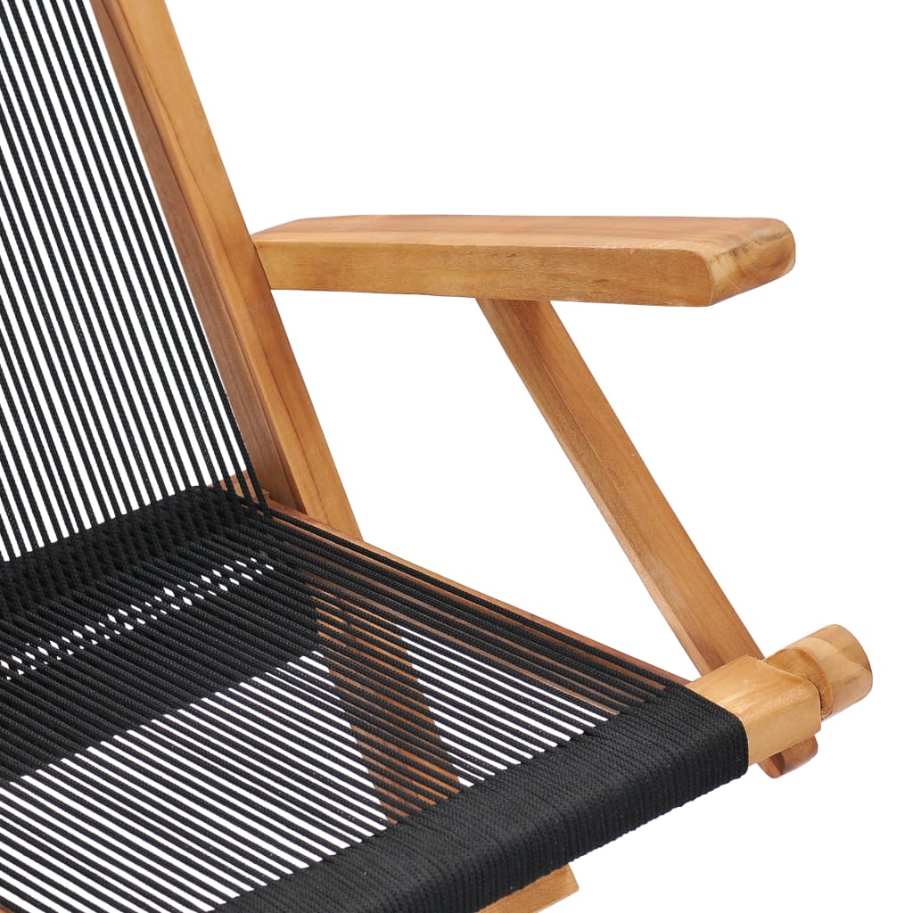 Folding Garden Chairs 2 Pcs Solid Teak Wood And Rope