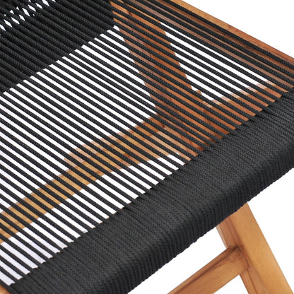 Folding Garden Chairs 2 Pcs Solid Teak Wood And Rope