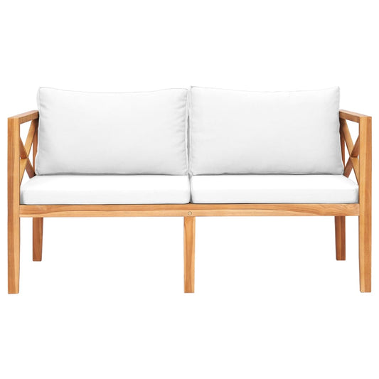 Garden Bench With Cushions Solid Teak Wood