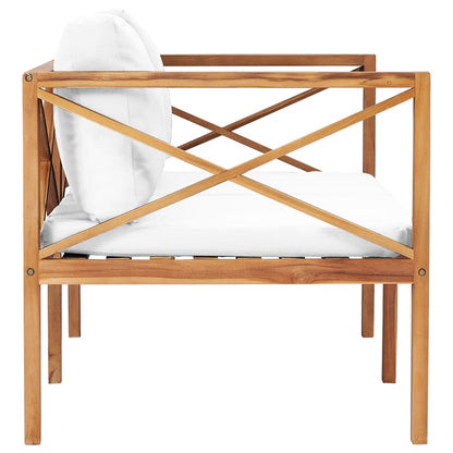 Garden Bench With Cushions Solid Teak Wood