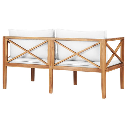 Garden Bench With Cushions Solid Teak Wood