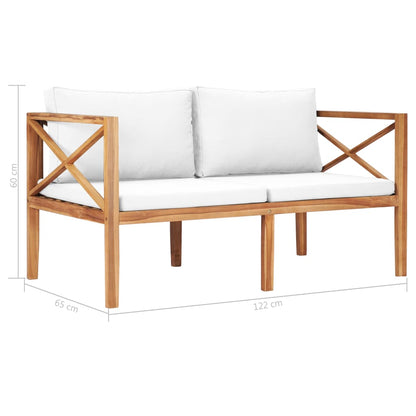 Garden Bench With Cushions Solid Teak Wood