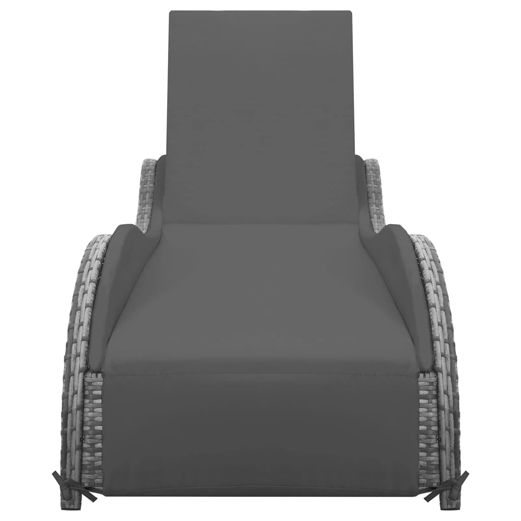 Sun Lounger With Cushion Poly Rattan Anthracite