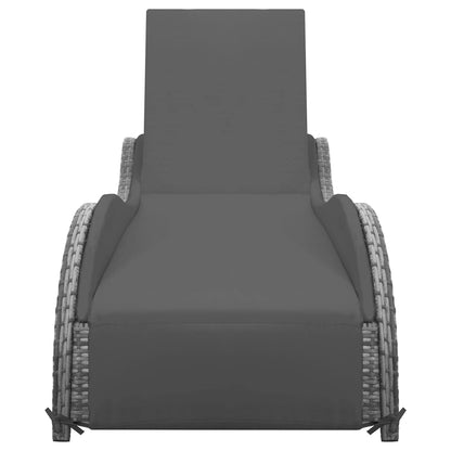 Sun Lounger With Cushion Poly Rattan Anthracite