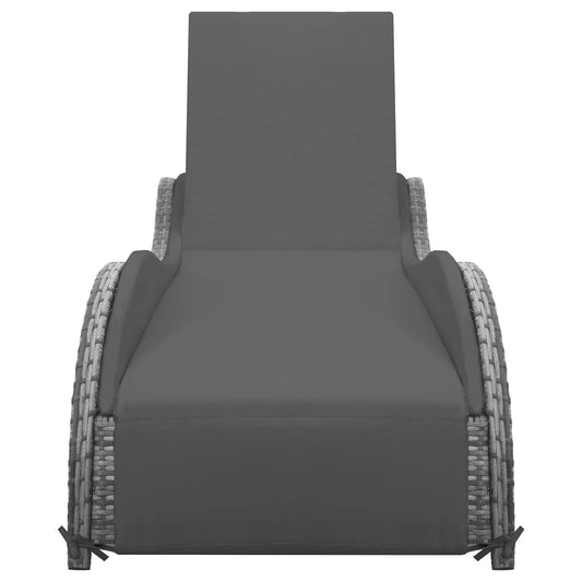 Sun Lounger With Cushion Poly Rattan Anthracite