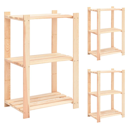 3-Tier Storage Rack 60X38X90 Cm Solid Wood Pine 150 Kg