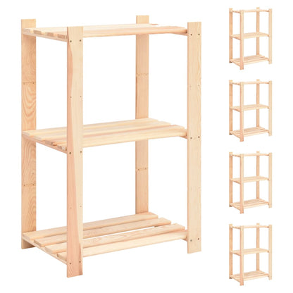 3-Tier Storage Rack 60X38X90 Cm Solid Wood Pine 150 Kg
