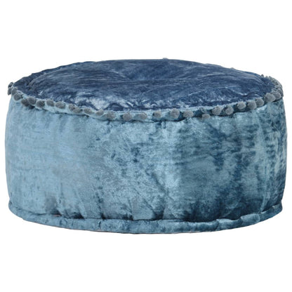 Round Pouffe Velvet 40X20 Cm Blue