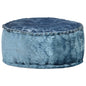 Round Pouffe Velvet 40X20 Cm Blue