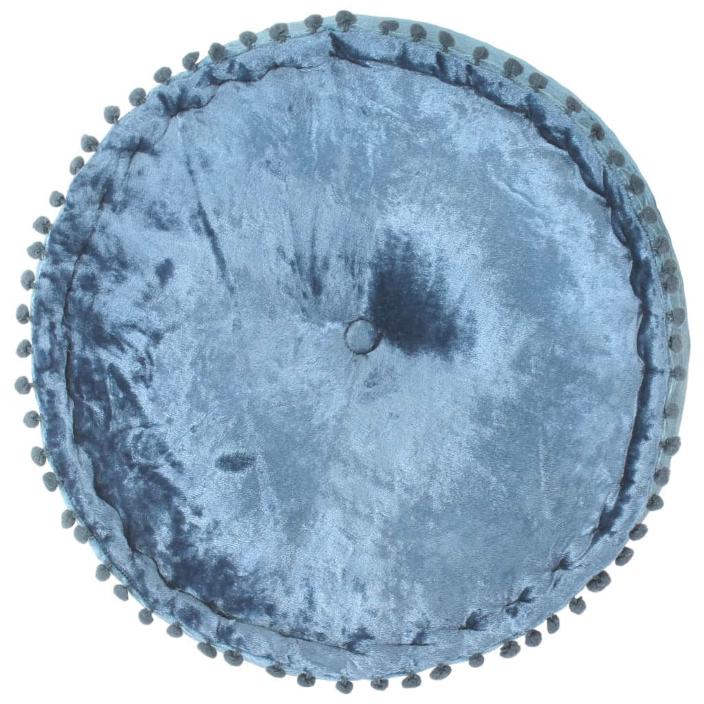 Round Pouffe Velvet 40X20 Cm Blue