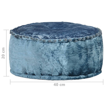 Round Pouffe Velvet 40X20 Cm Blue