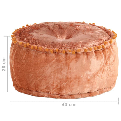 Round Pouffe Velvet 40X20 Cm Rust