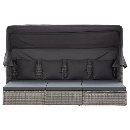 Garden Lounge Bed With Roof Mixed Poly Rattan