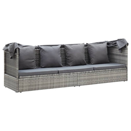 Garden Lounge Bed With Roof Mixed Poly Rattan