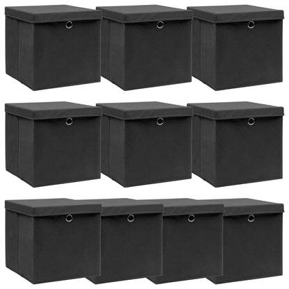 Storage Boxes With Lids 10 Pcs Grey 32X32X32 Cm Fabric